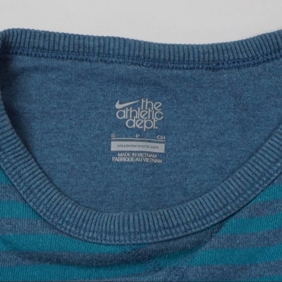 Nike Women's Athletic Dept. Sweater Pullover Size Small logo Stripe Stretch Blue - Picture 5 of 9